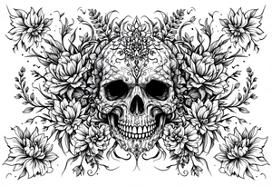 powerful big comodo, surrounded by floral ornaments tattoo idea