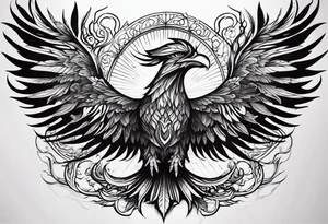 Powerful phoenix rising from the ashes of hell being its past of sin and addiction, being reborn. tattoo idea