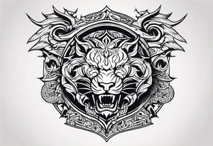 Valhalla sword shield dragon lion tattoo idea
