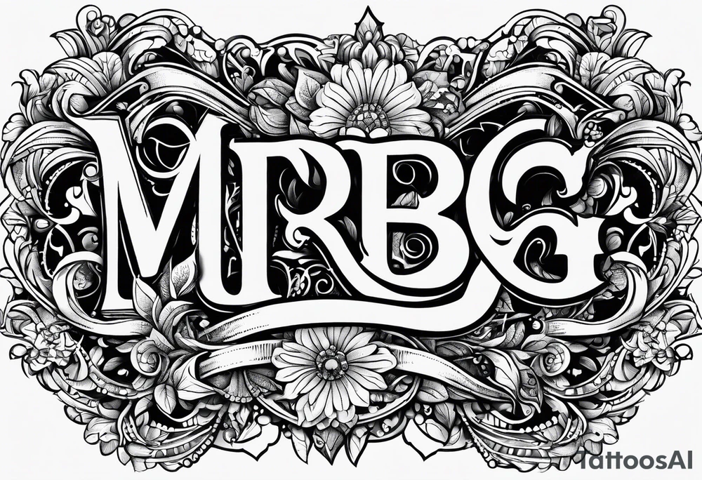 letters: "MRBG" underlined, equally separated
simple, clear, plain, unadorned, no background tattoo idea