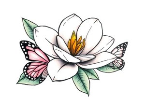 Magnolia flower, butterfly, Mississippi tattoo idea