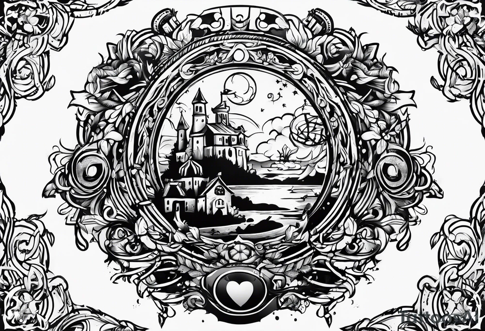 messy lines trash circcle logo tattoo idea