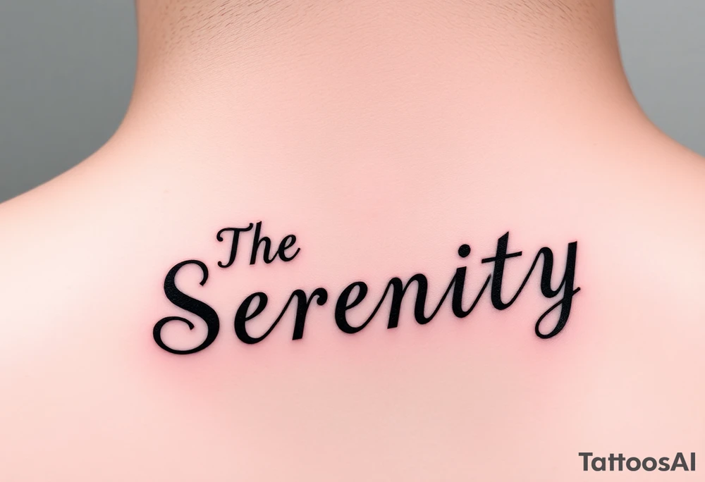 The name Serenity place vertically on neck tattoo idea