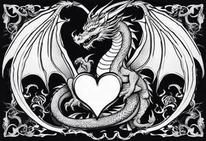 Dragon protecting a heart tattoo idea