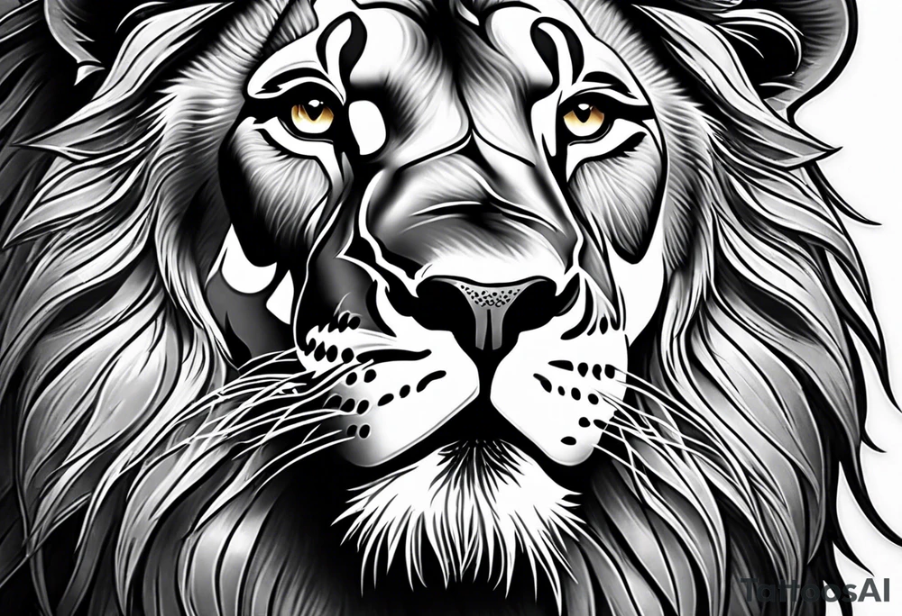 powerful majestic lion, close-up tattoo idea