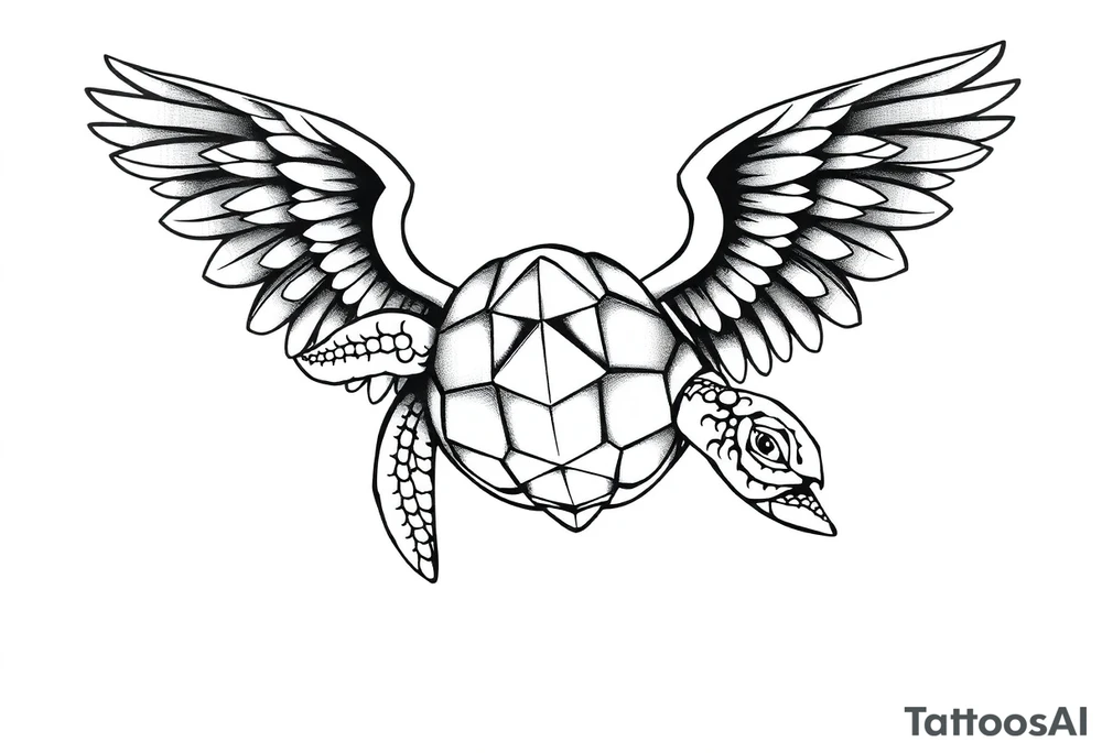 Sea turtle angelic wings tribal tattoo idea
