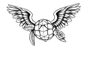 Sea turtle angelic wings tribal tattoo idea