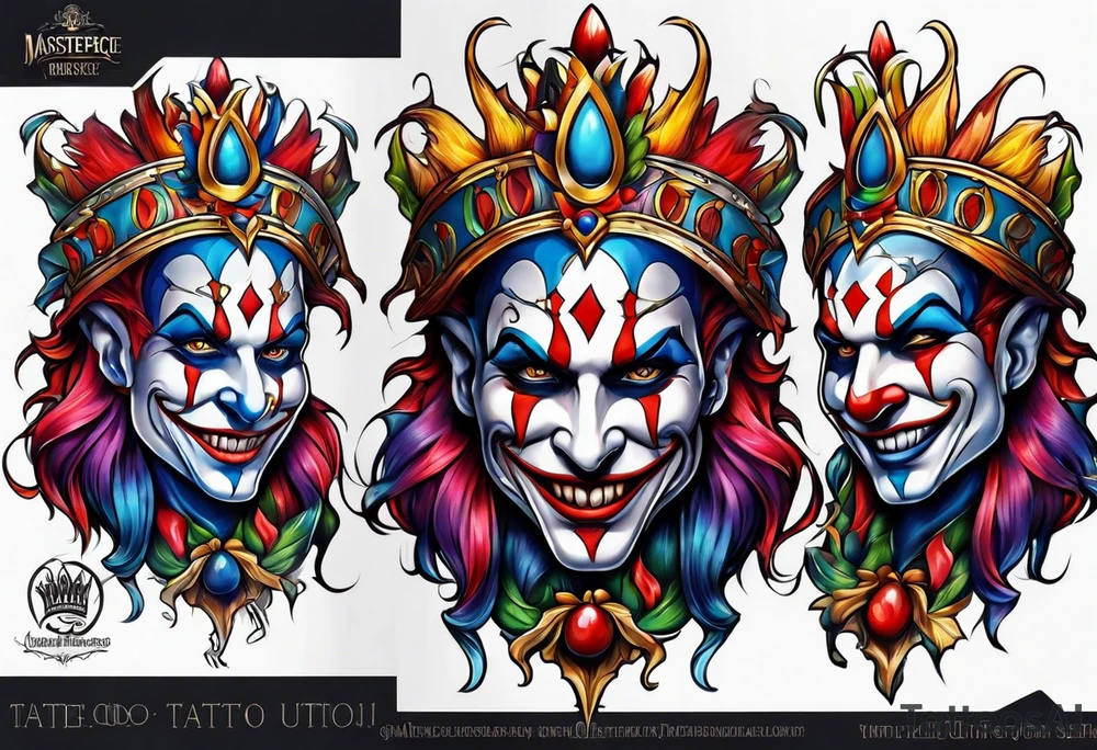 Split-faced
 jester tattoo idea