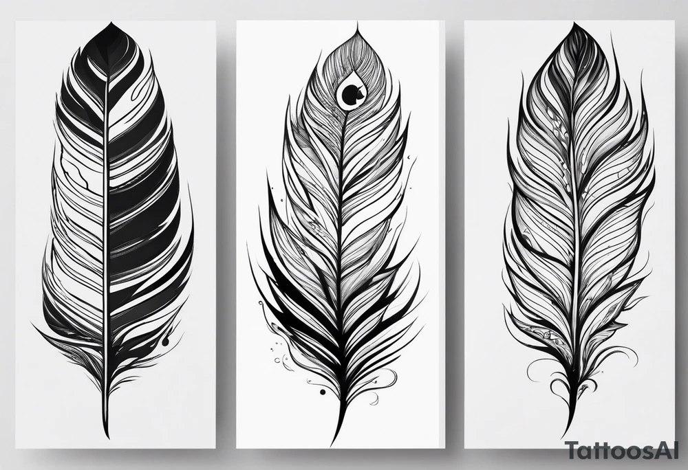 I want two similar but not identical drawings that resemble flames or feathers. I want them to be minimalistic, slightly cartoonist. No color. 
I want them to be slightly abstract too. tattoo idea