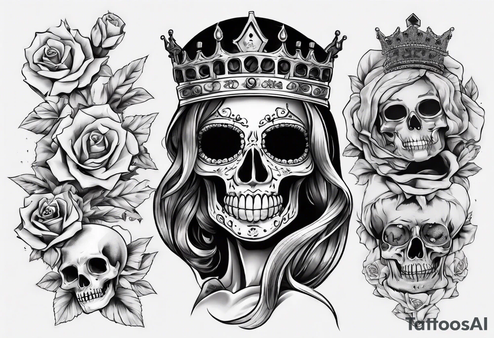 santa la muerta with money and crown
on the card tattoo idea