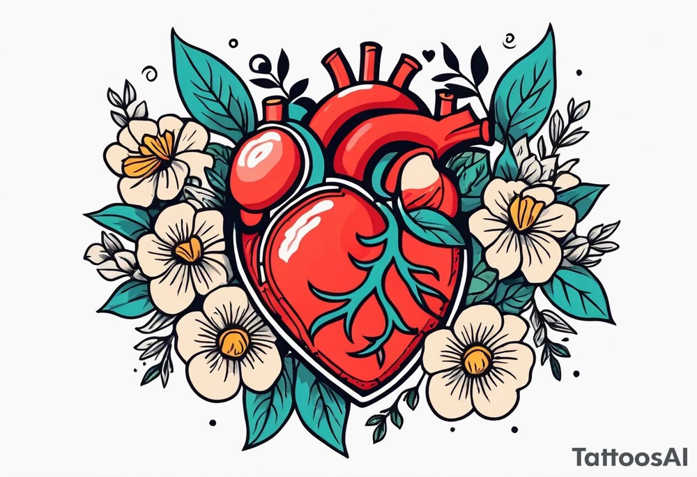 human heart
old school vintage simple traditional design surrounded by vintage flowers


bold color simple tattoo idea