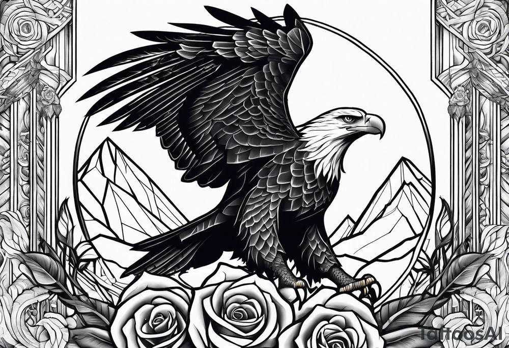 Warrior, eagle, sword, rose, family tattoo idea