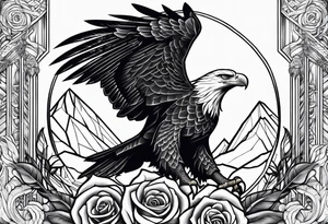 Warrior, eagle, sword, rose, family tattoo idea