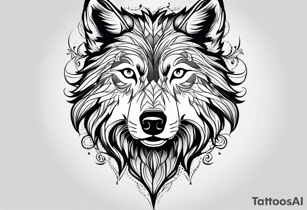 Wolf face tattoo idea