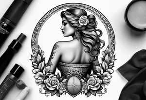 Themis with scales on her entire back tattoo idea