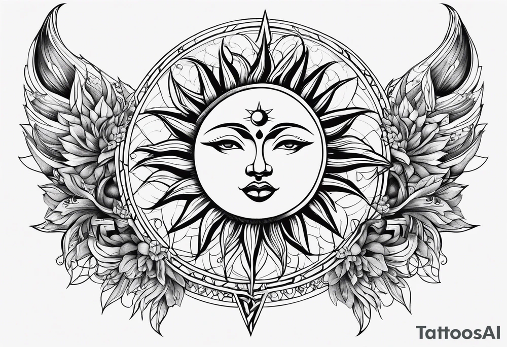 Sun and moon tattoo idea