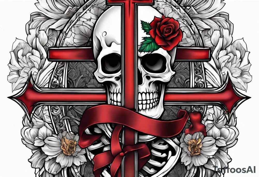 skeleton walking with a cross tattoo idea