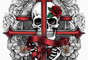 skeleton walking with a cross tattoo idea