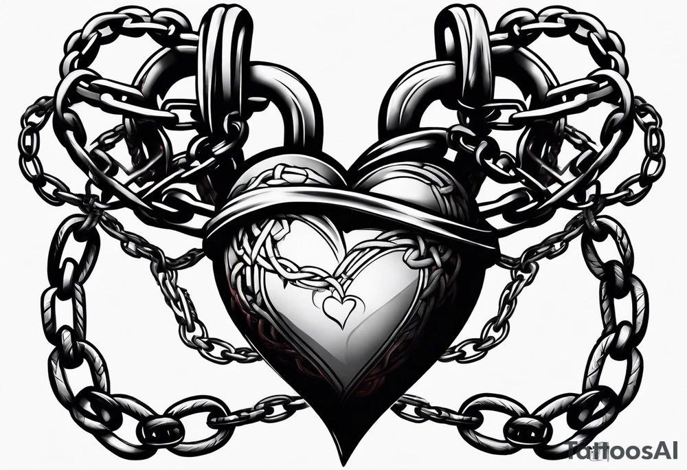 Heart wrapped in chains tattoo idea