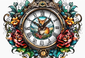 fantasy animal, clock tattoo idea