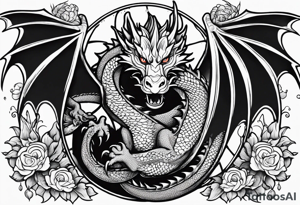 dragon holding orb tattoo idea