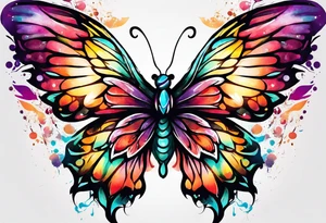 Colorful angel wings and butterfly tattoo idea