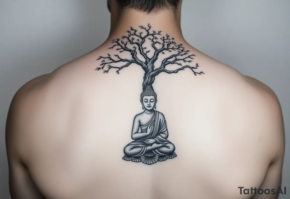 buddha under bodhi tree tattoo idea