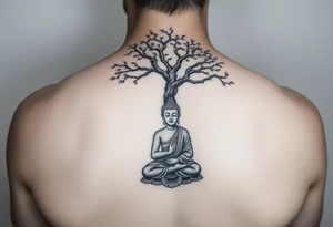 buddha under bodhi tree tattoo idea