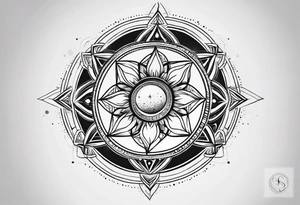 sun and moon line sacred geometry tattoo idea
