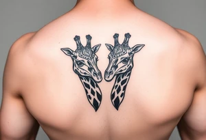 Dos jirafas pequeñas, realistas, que sean hermanas tattoo idea