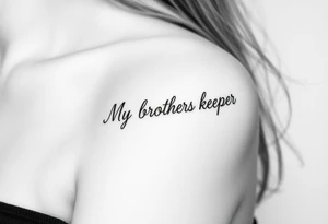 A microphone cords writing the words “My brothers keeper” tattoo idea