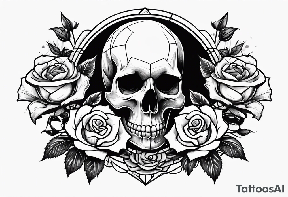 skull and roses tattoo idea
