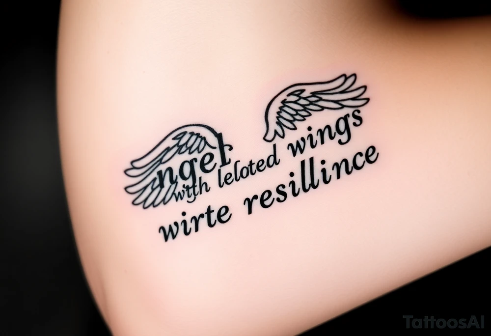 angel wings with related things. Write resilience tattoo idea