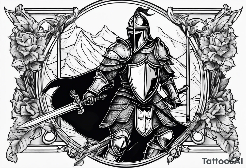 knight in battle tattoo idea