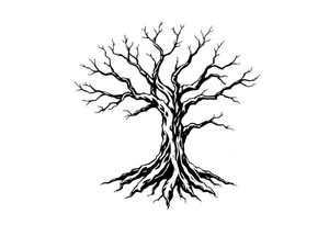 tree with 6 branches and 6 roots tattoo idea