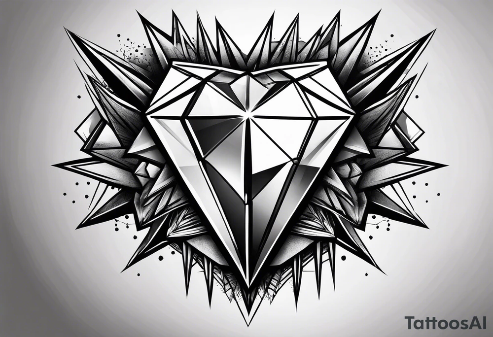 heart diamond black hexagon with spikes on top tattoo idea heart diamond black hexagon with spikes on top tattoo idea