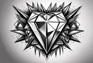 heart diamond black hexagon with spikes on top tattoo idea