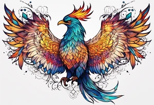 Constellation, animal phoenix , snow , géométric , flower tattoo idea