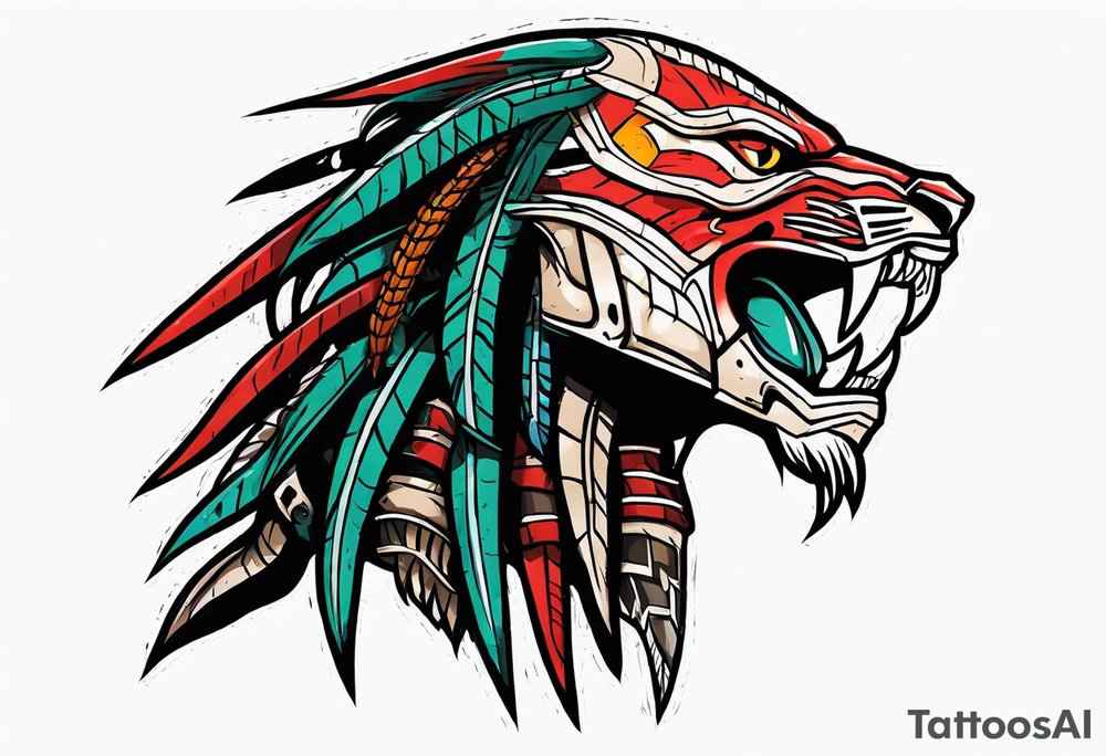 American traditional predator like movie predator tattoo idea