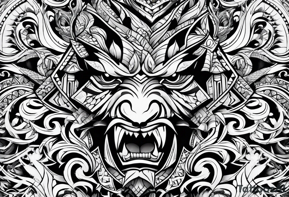 Sharp and jagged pattern, chaos, full sleeve tattoo idea