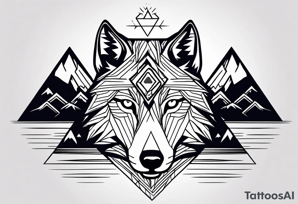 Mountains, wolf eyes underneath tattoo idea