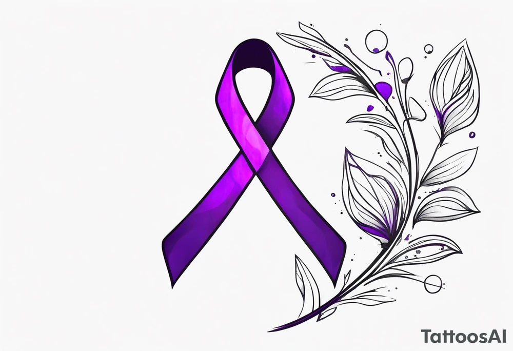 Purple cancer ribbon tattoo idea