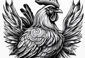 rooster cartoon holding big gun tattoo idea