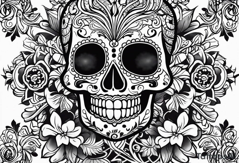 Mexico day of dead , rectangle tattoo idea