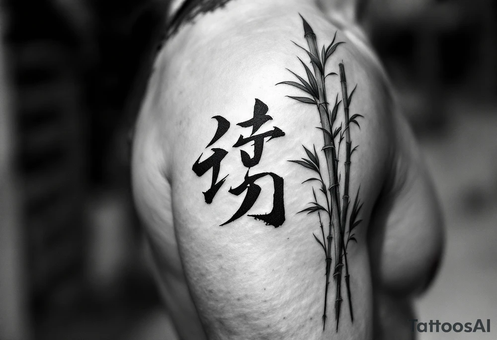 和 (hé, “harmony”) in soft green is typically inked alongside bamboo to express peace and resilience. tattoo idea