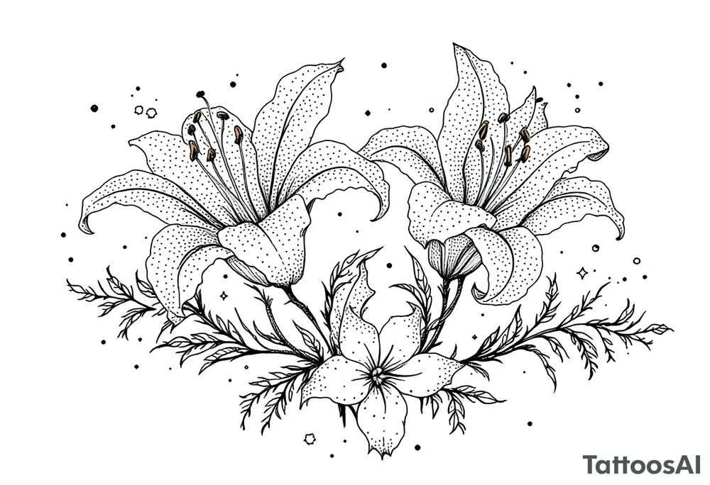 delicate lilies in frost with petals tattoo idea