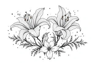delicate lilies in frost with petals tattoo idea