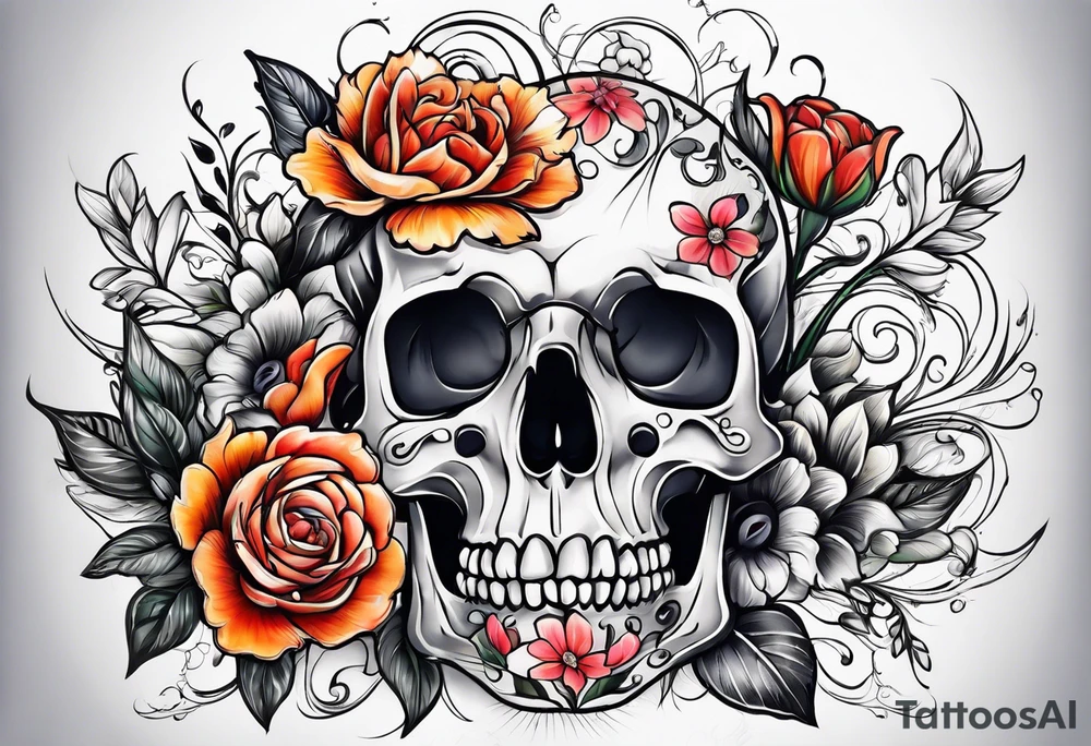 Flowers cancer tattoo idea
