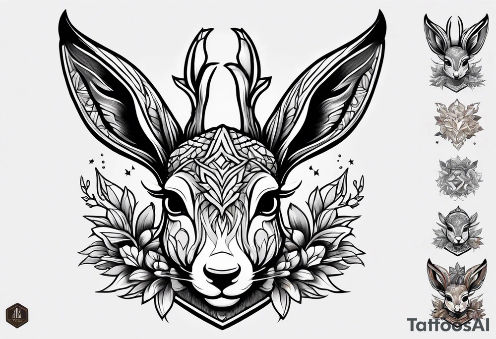 neo traditional jackelope tattoo idea