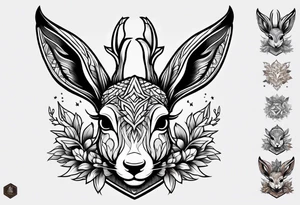 neo traditional jackelope tattoo idea
